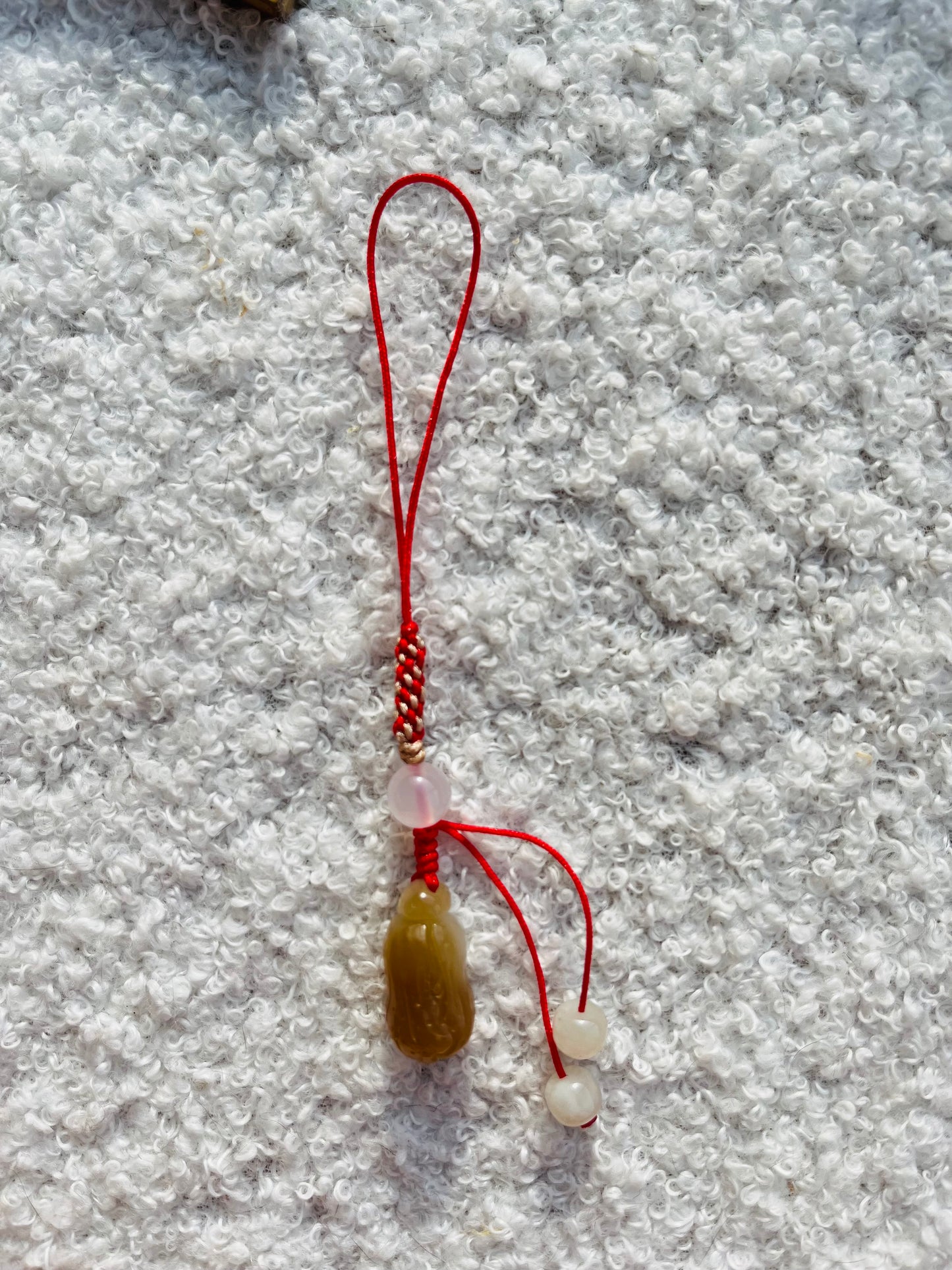 Handmade Phone Charm with a Hand Carved Jade Cabbage