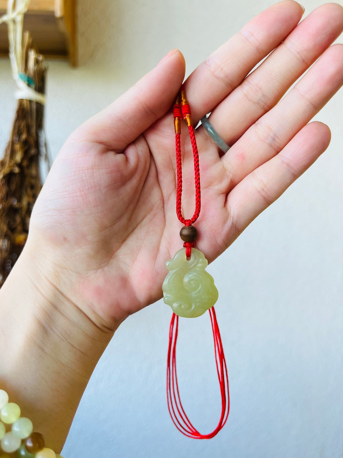 Hand Carved Jade Chinese Ruyi Pendant