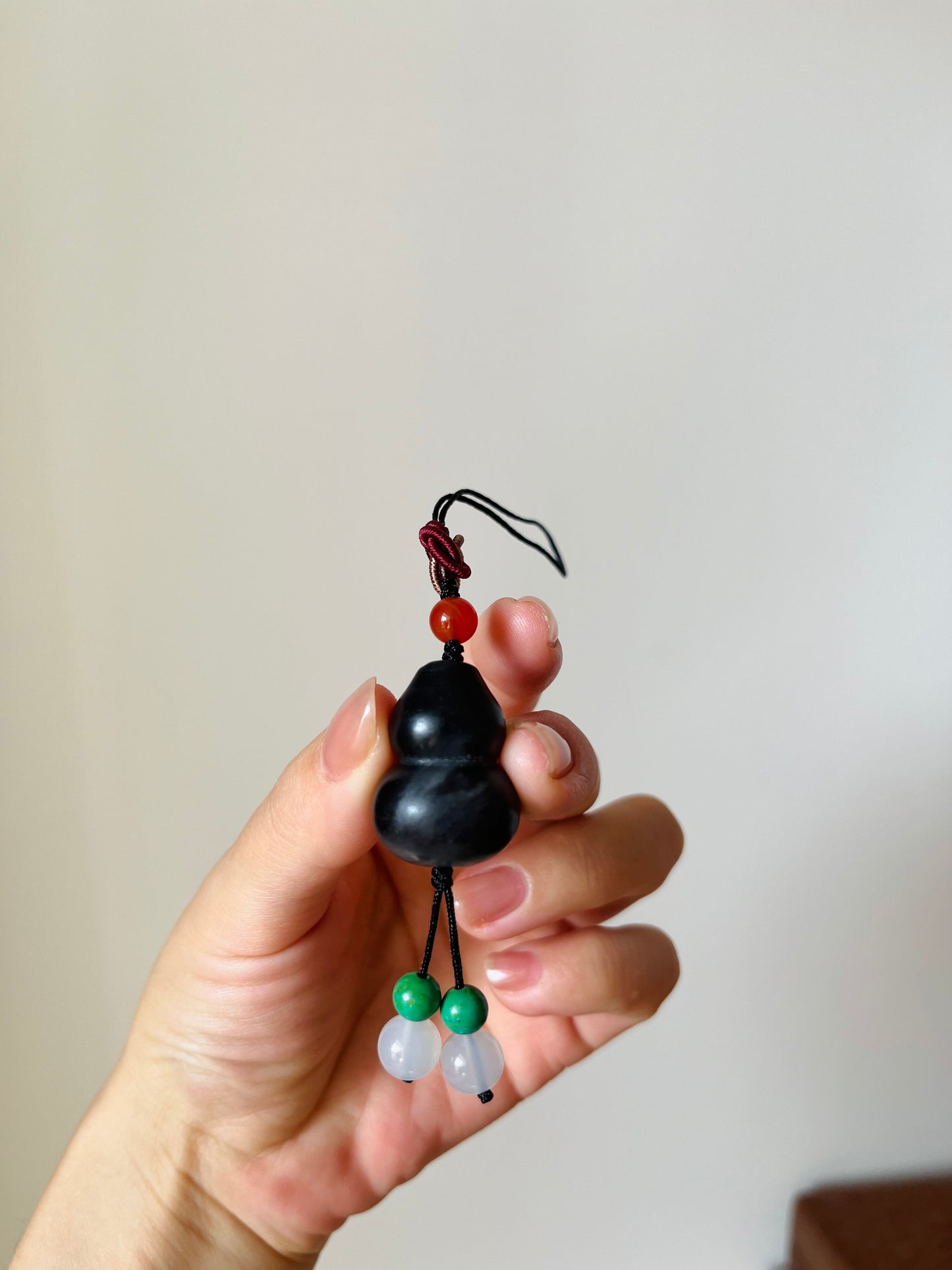 Handmade Phone Charm / Bag Charm with a Carved Jade Hulu