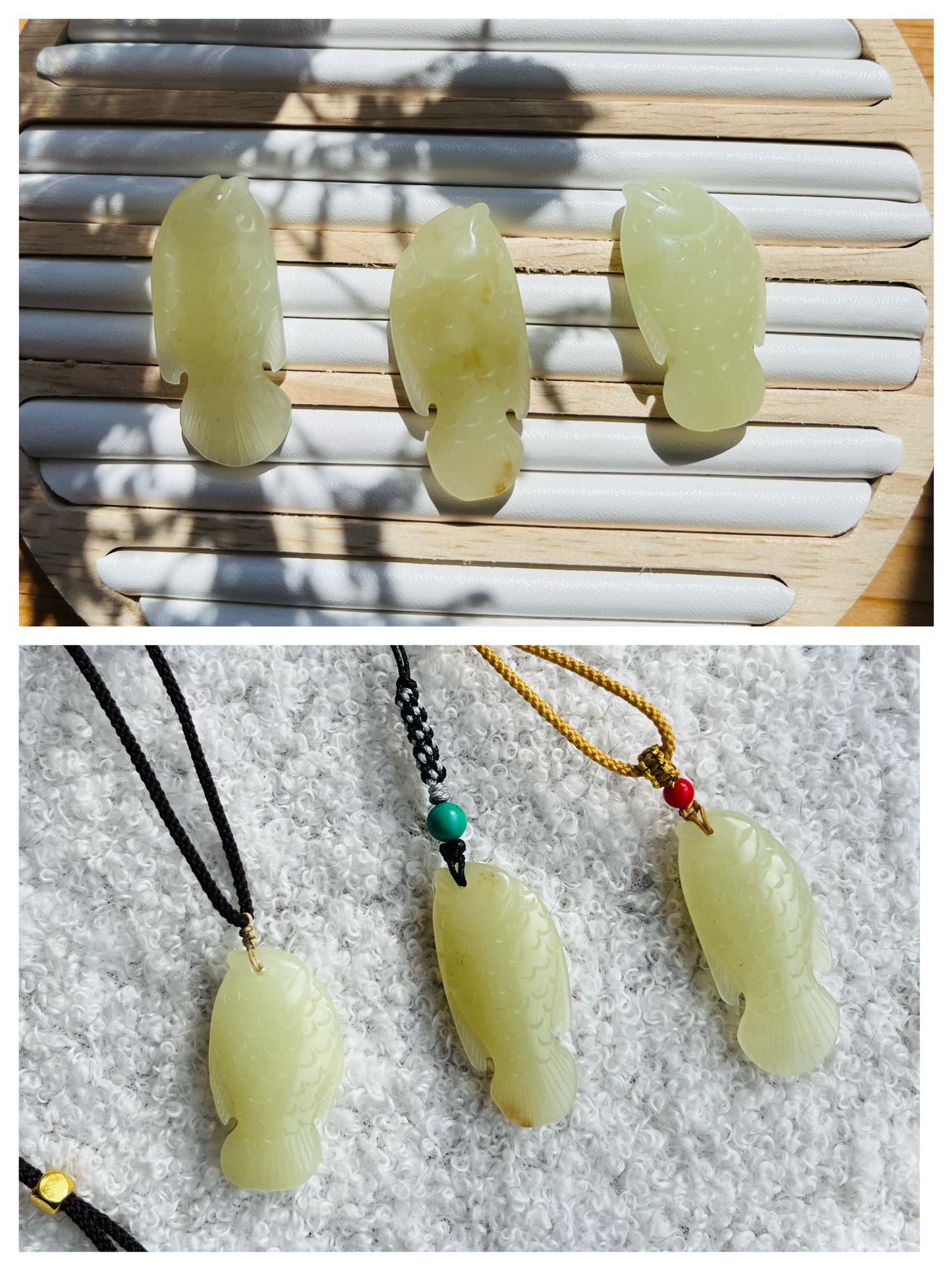 Cute Hand Carved Yellow Jade Fish Pendant