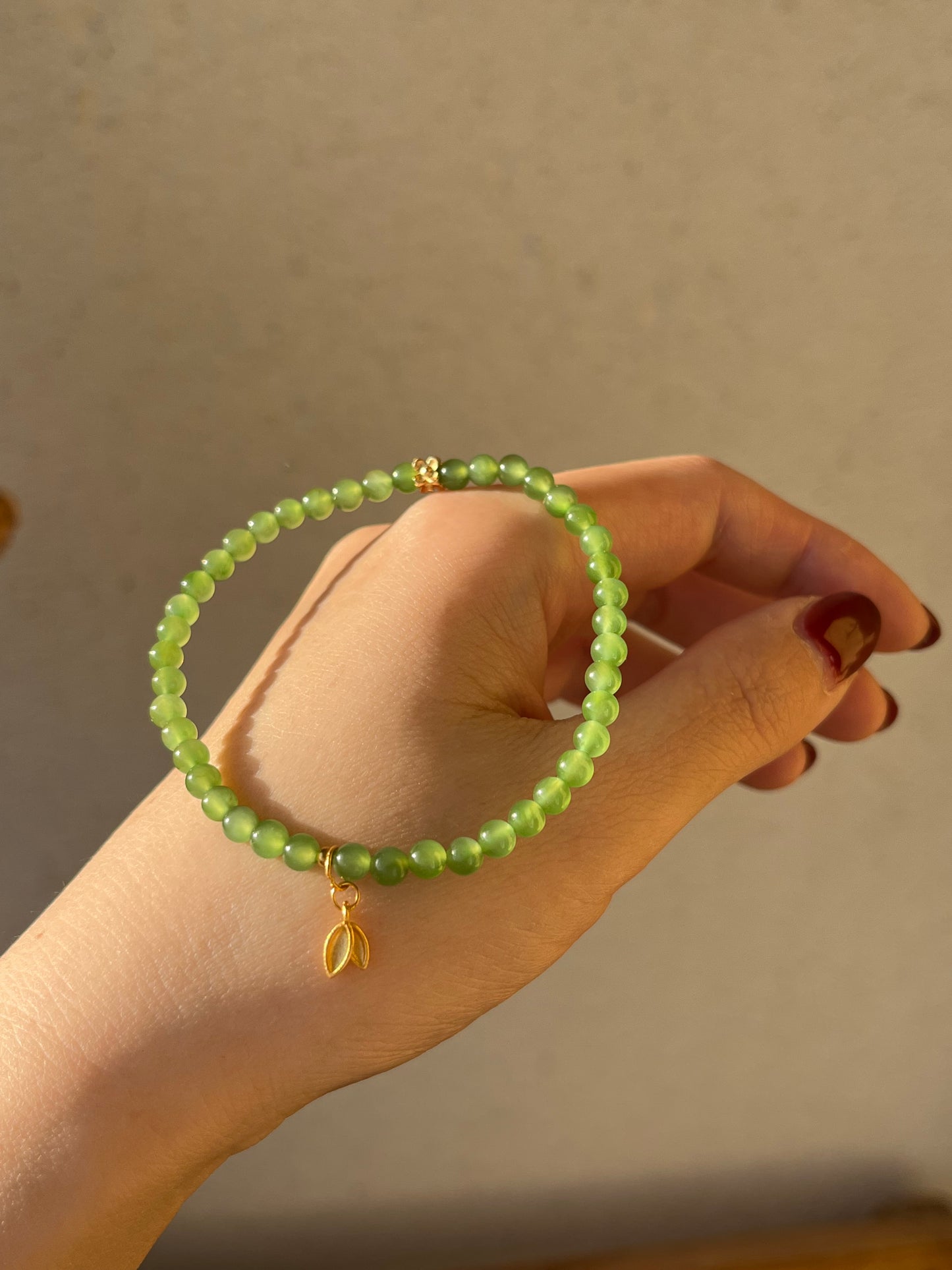 Designed High Quality Green Nephrite Jade Beaded (4mm) Bracelet with S925 Accesseries