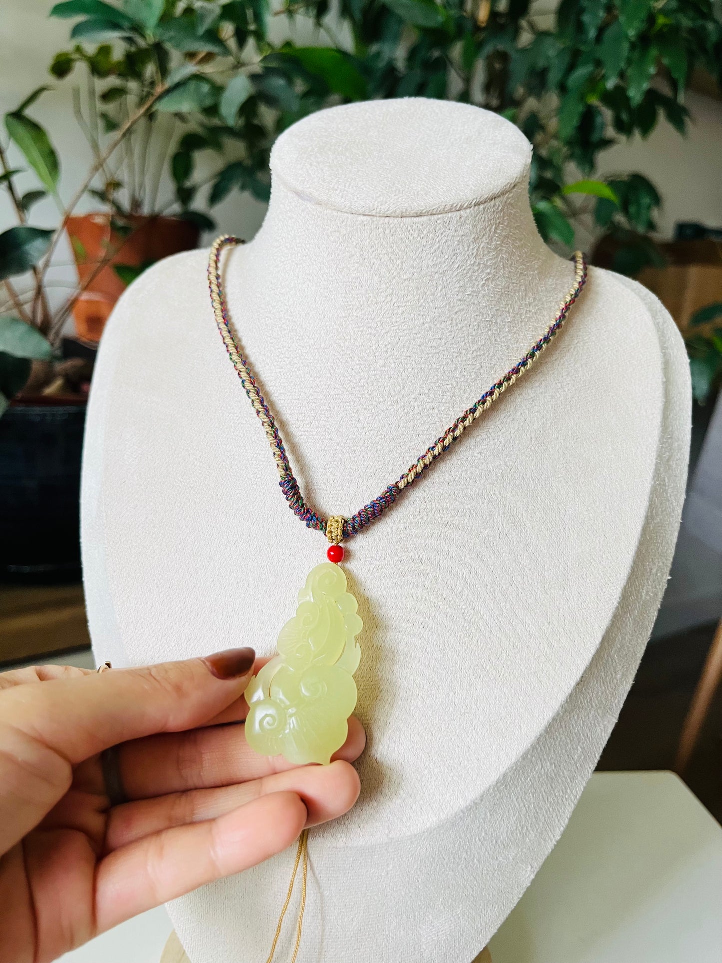 Hand Carved Yellow Hetian Jade Chinese Ruyi Pendant