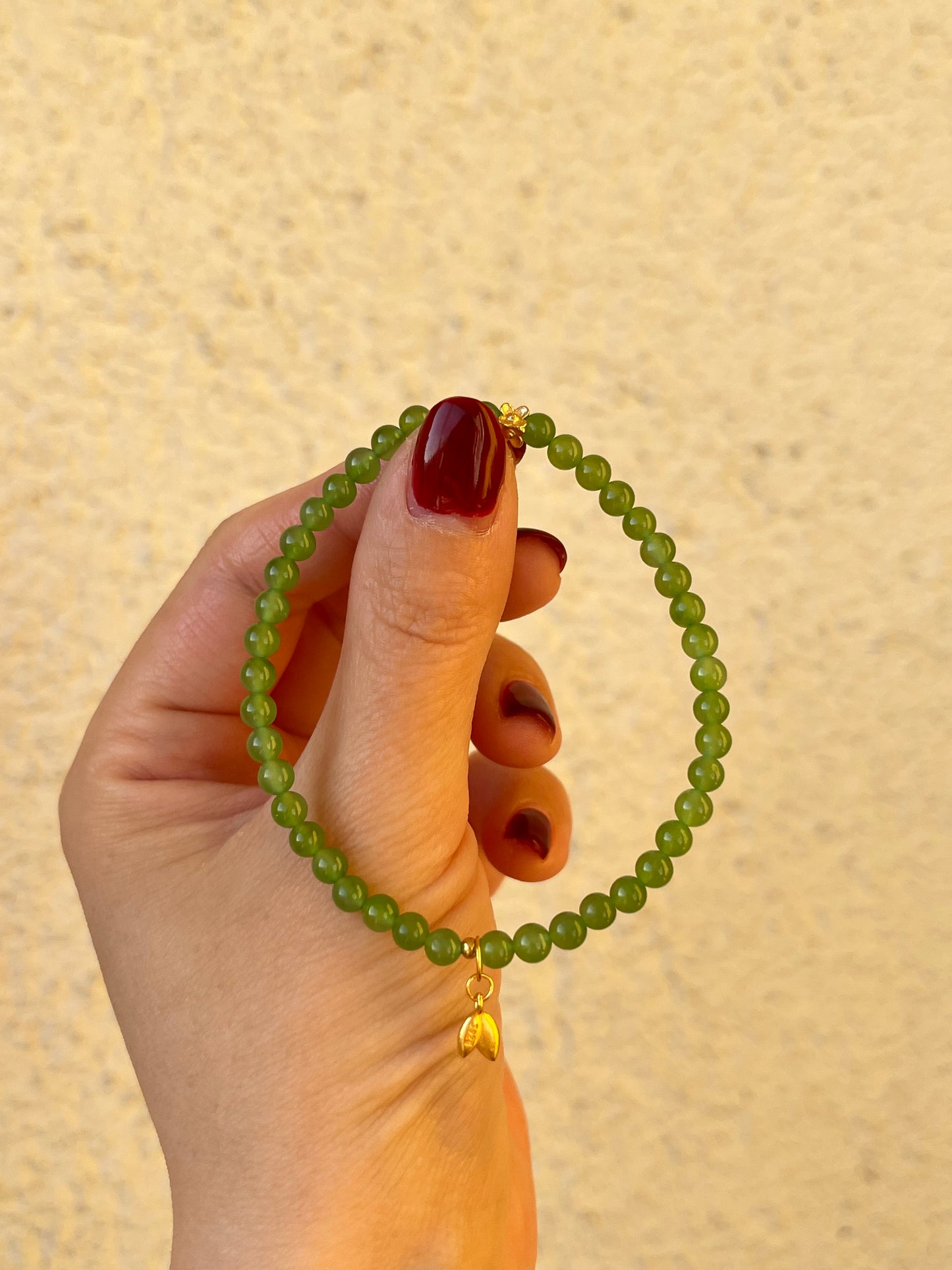 Designed High Quality Green Nephrite Jade Beaded (4mm) Bracelet with S925 Accesseries