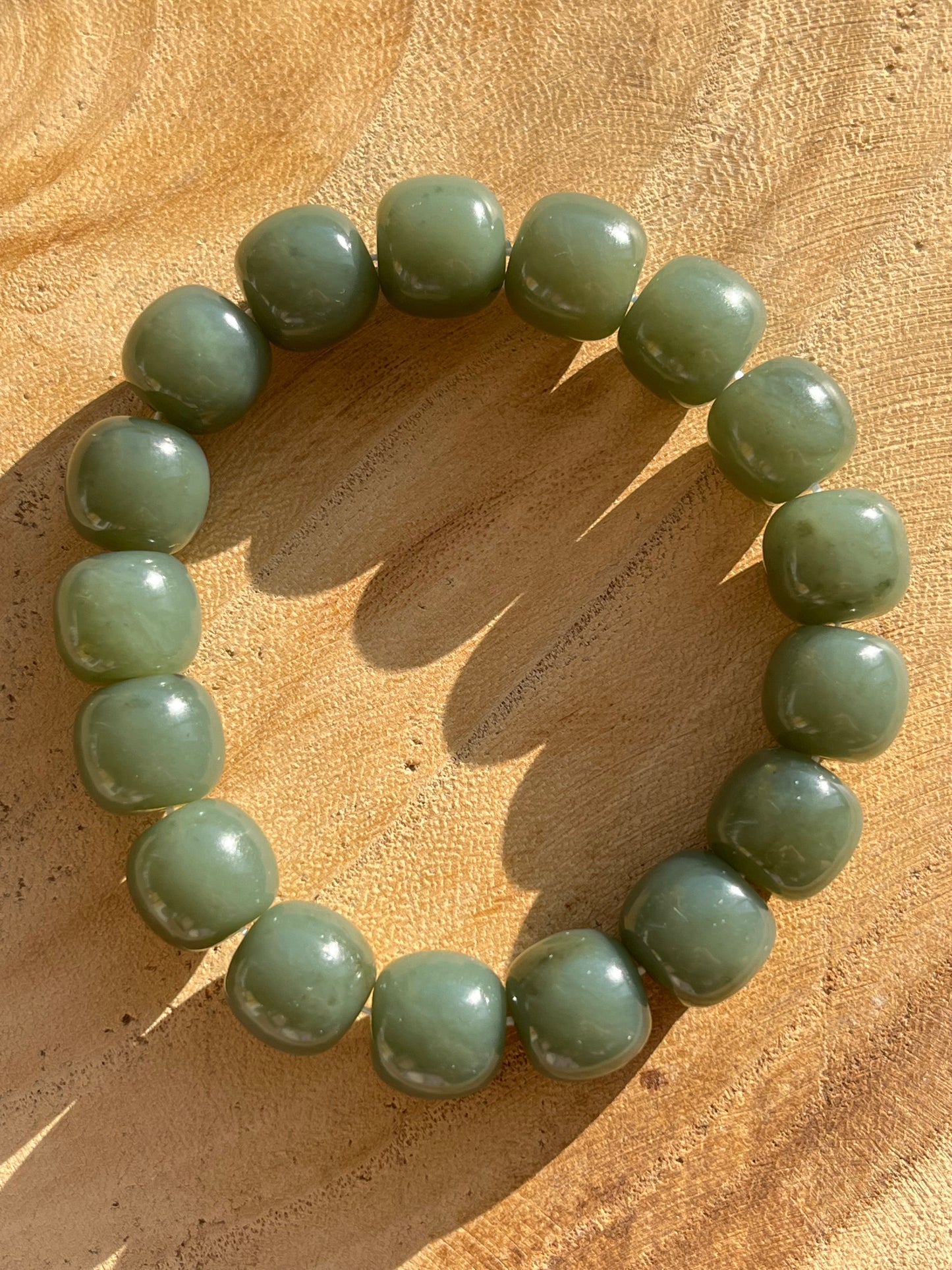 Blue Jade Bracelet with 12mm x 10mm Barrel Bead