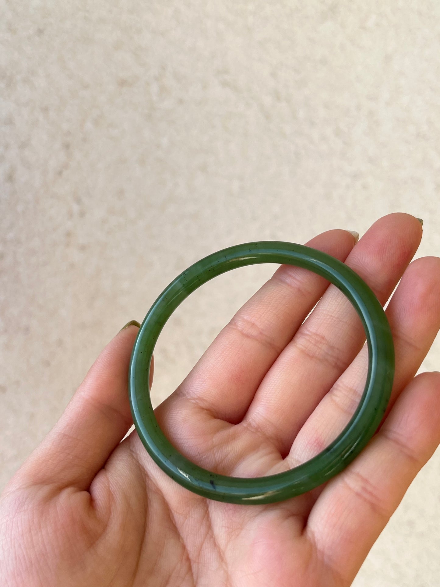 Green Nephrite Jade Slim Bangle 54mm