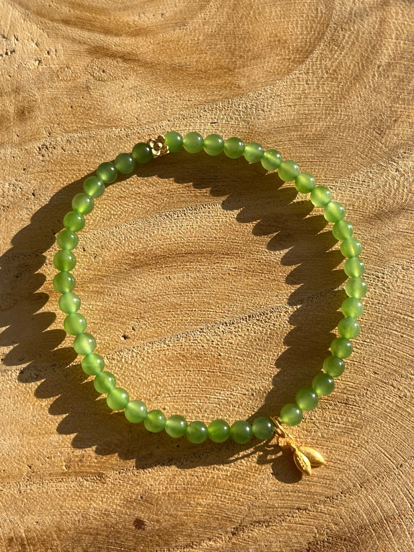 Designed High Quality Green Nephrite Jade Beaded (4mm) Bracelet with S925 Accesseries