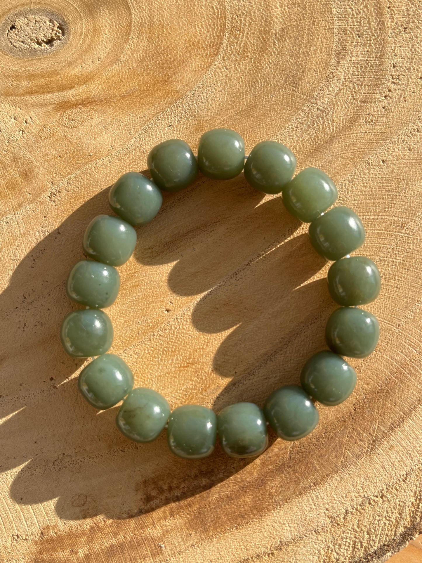 Blue Jade Bracelet with 12mm x 10mm Barrel Bead