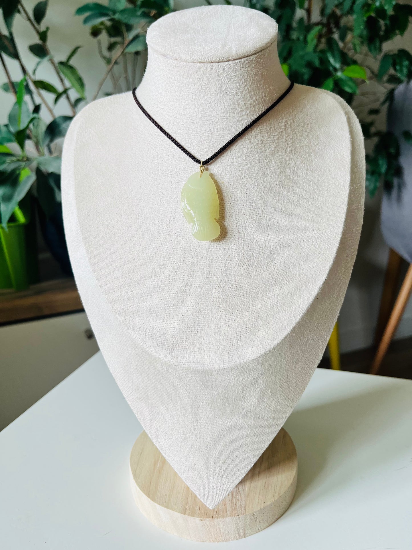 Cute Hand Carved Yellow Jade Fish Pendant