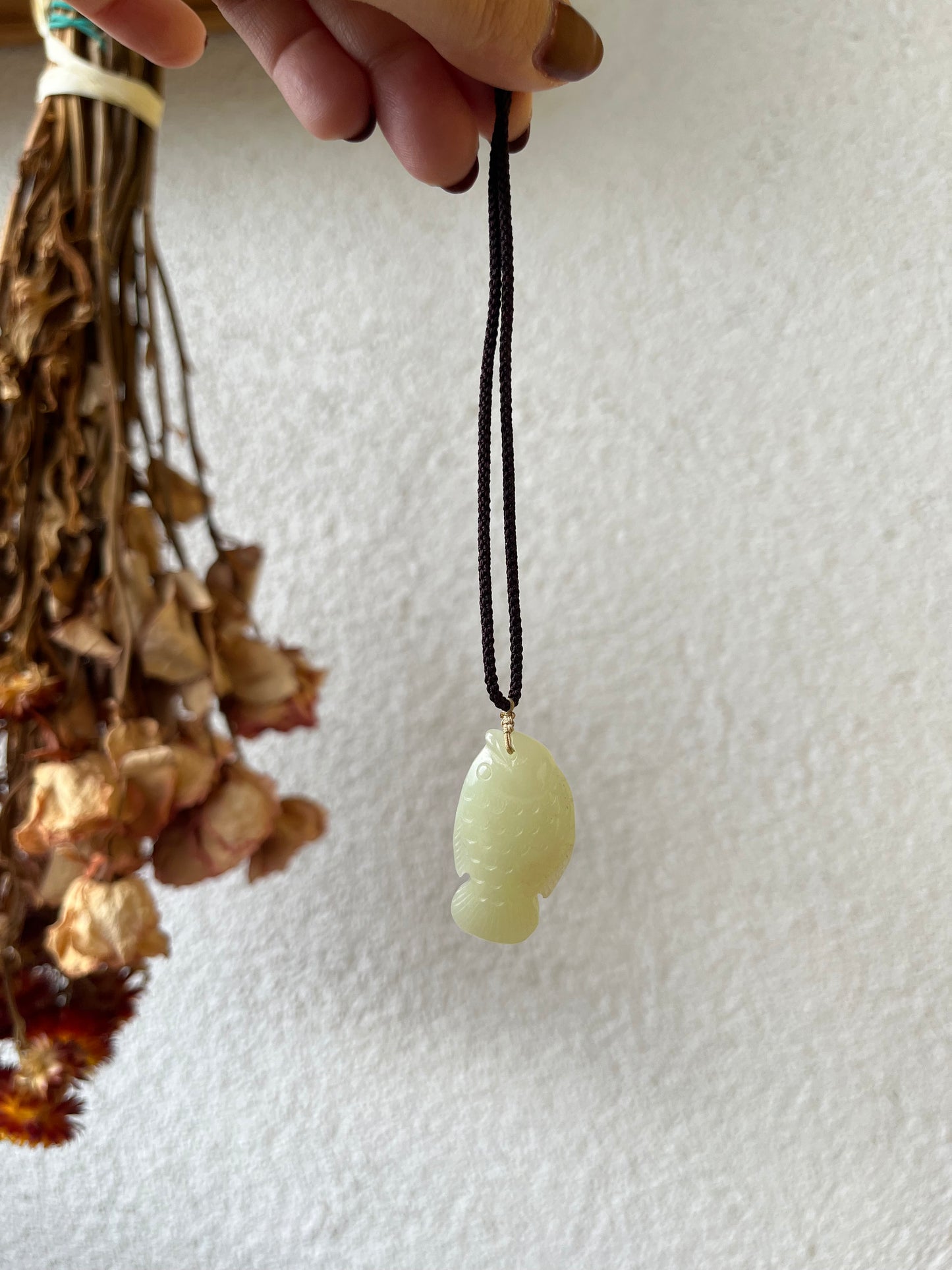 Cute Hand Carved Yellow Jade Fish Pendant