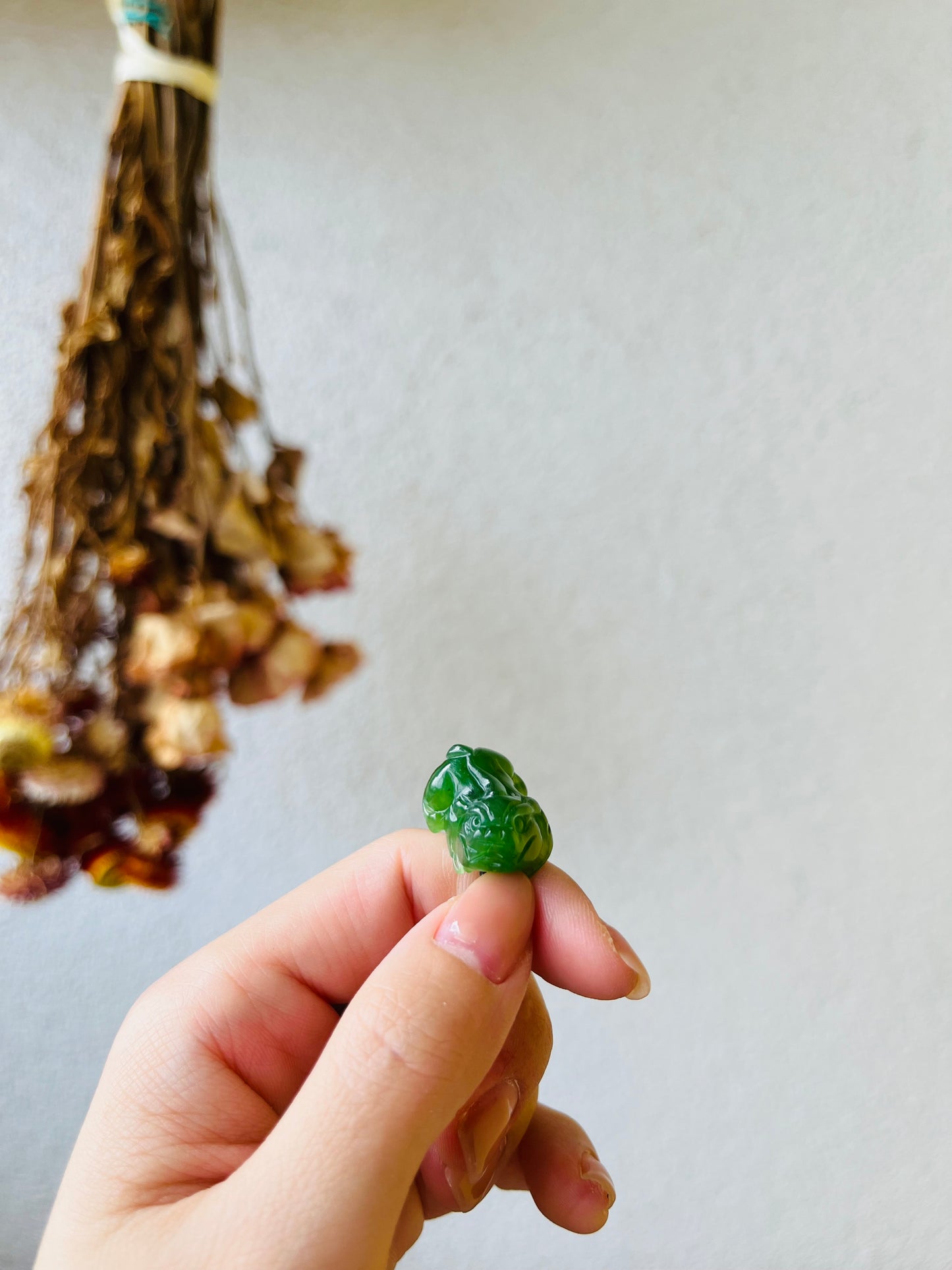 Handmade Carved Jade Chinese Pixiu Phone Charm