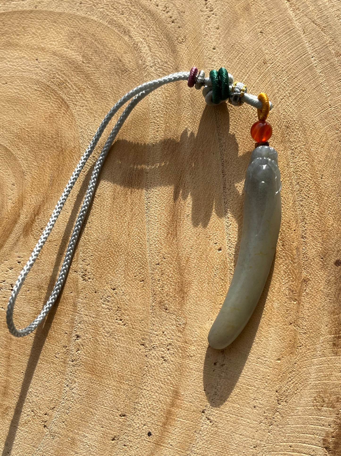 Handmade Bag Charm with a Hand Carved Jade Pixiu