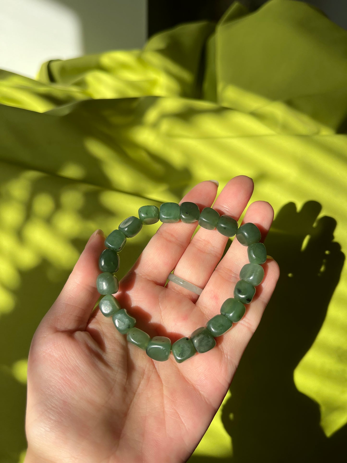 Green Jade Bracelet with Irregular-shaped Bead