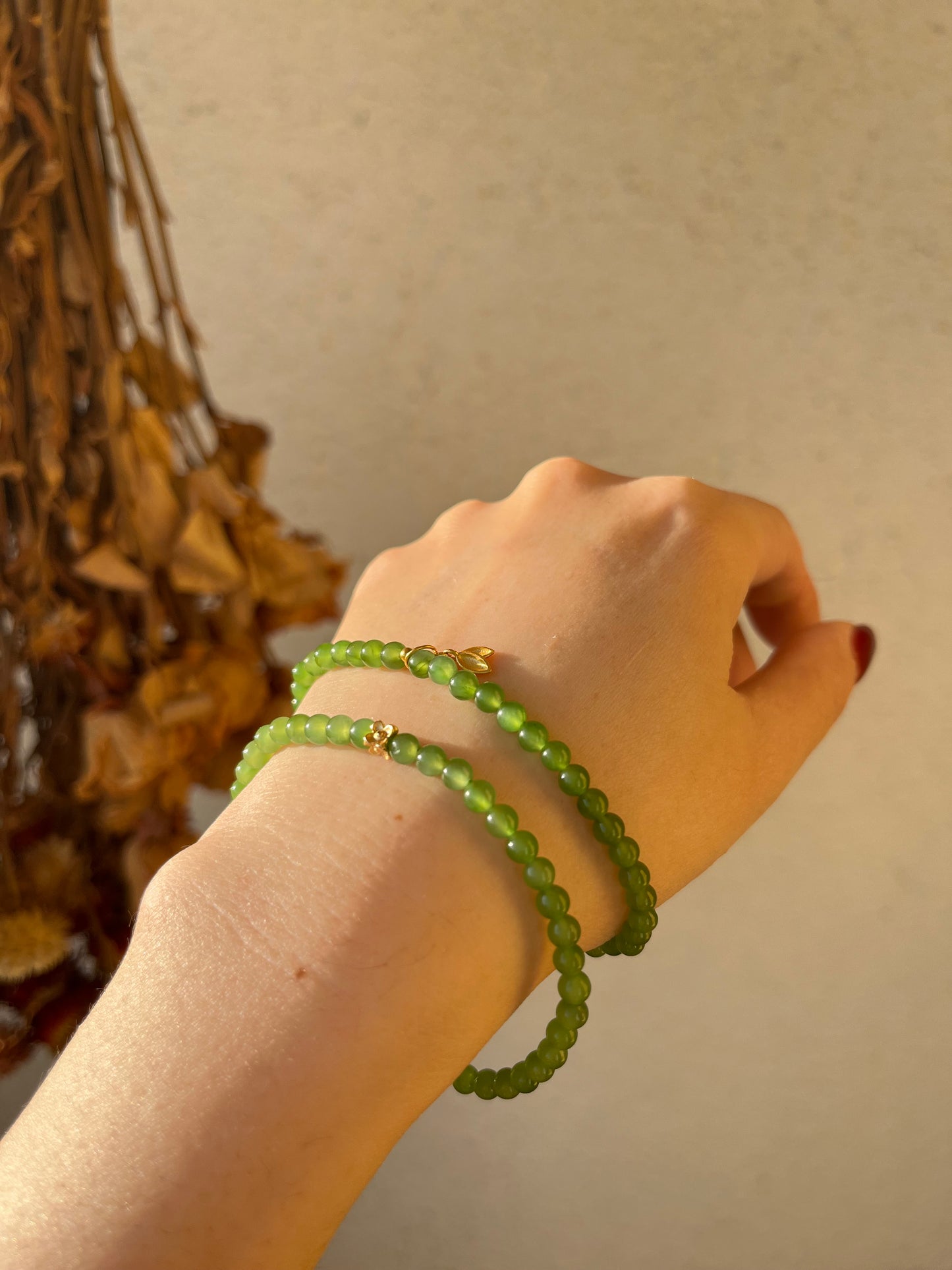 Designed High Quality Green Nephrite Jade Beaded (4mm) Bracelet with S925 Accesseries