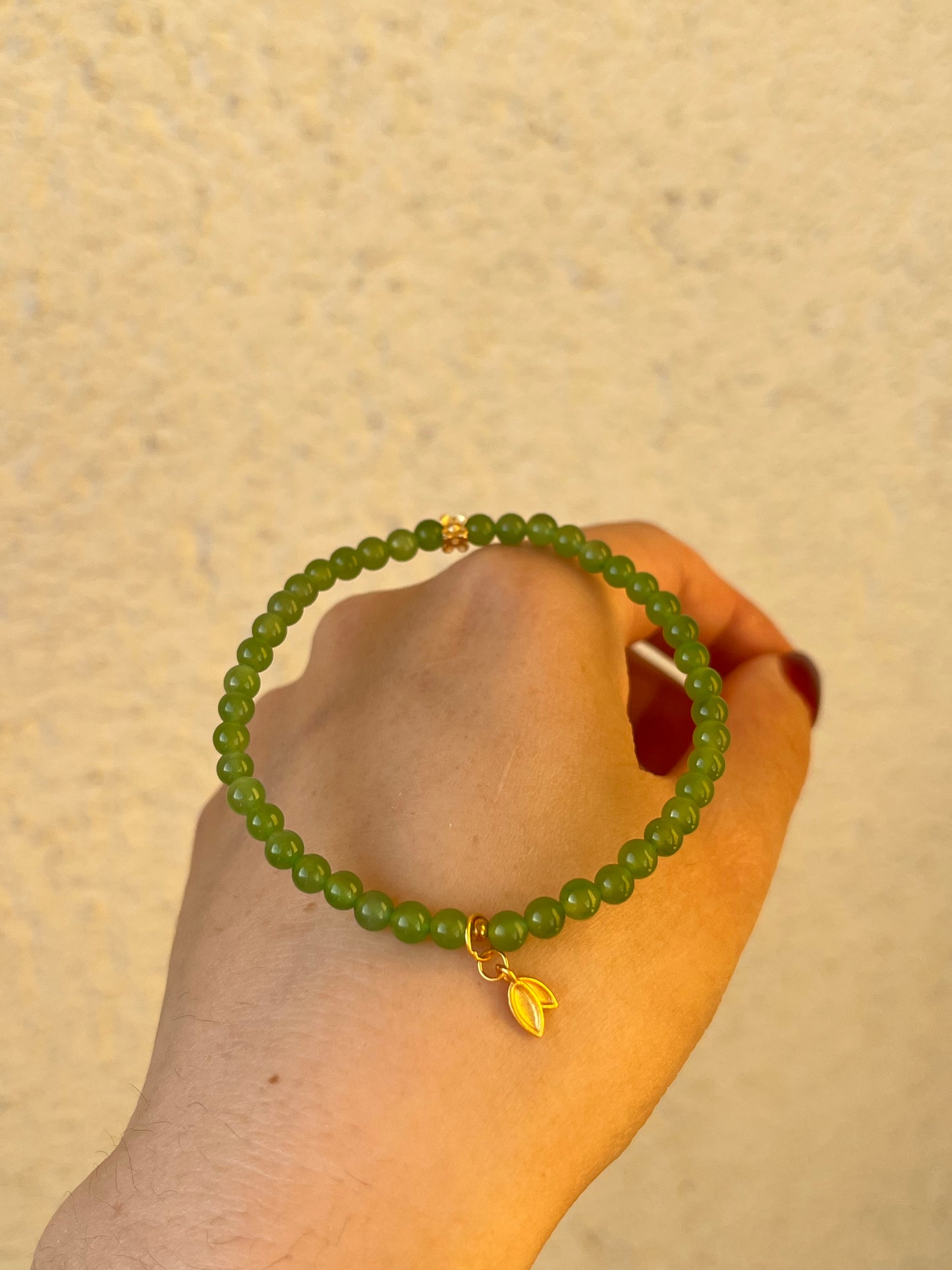 Designed High Quality Green Nephrite Jade Beaded (4mm) Bracelet with S925 Accesseries