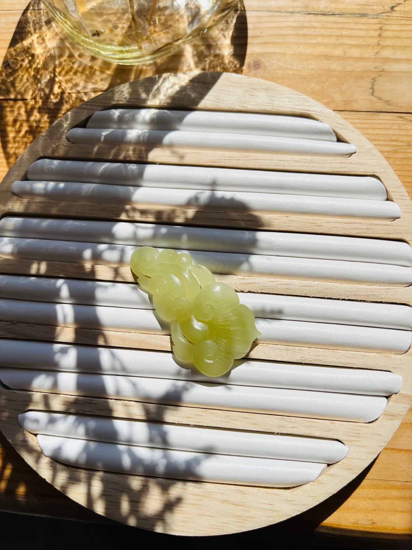 Hand Carved Yellow Hetian Jade Chinese Ruyi Pendant