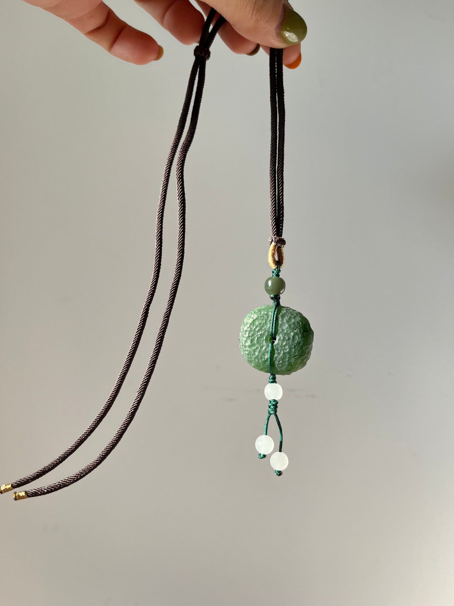 Antique-style Jade Chinese Safety Clasp Pendant, Chinese PI pendant，碧玉古风平安扣