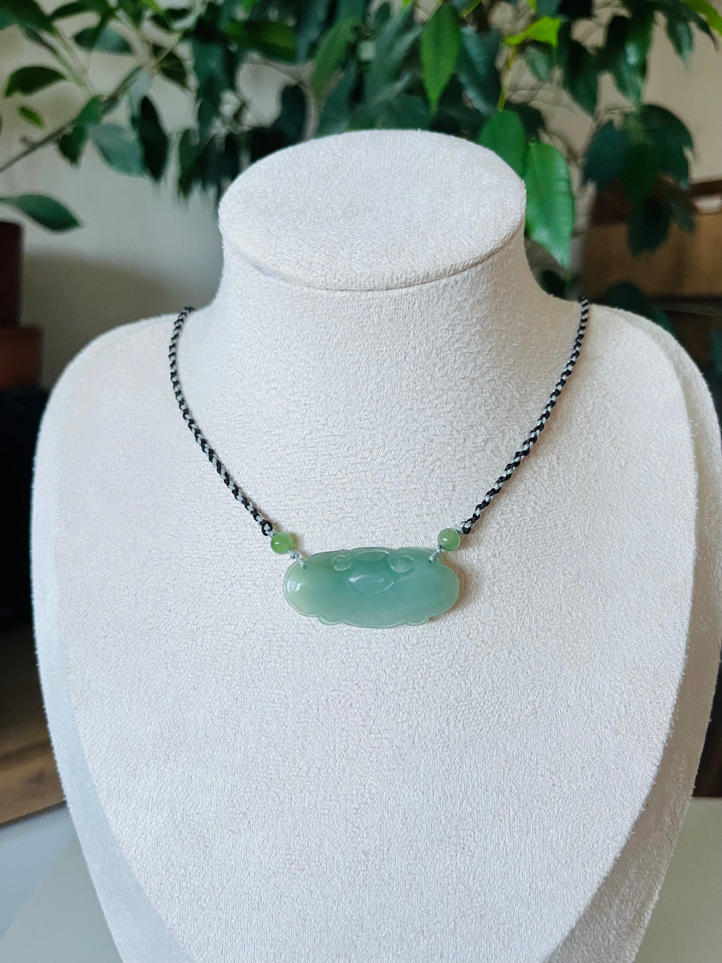 Handmade necklace with a Hand Carved Jade Blessing Lock