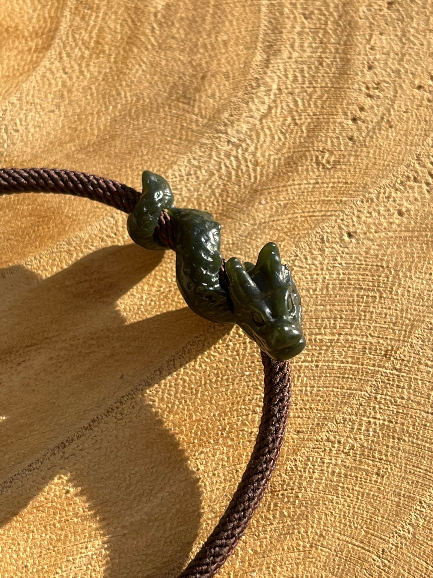 Hand Carved Dark Cyan Jade Chinese Dragon Pendant Bracelet, 手雕青玉盘龙手绳