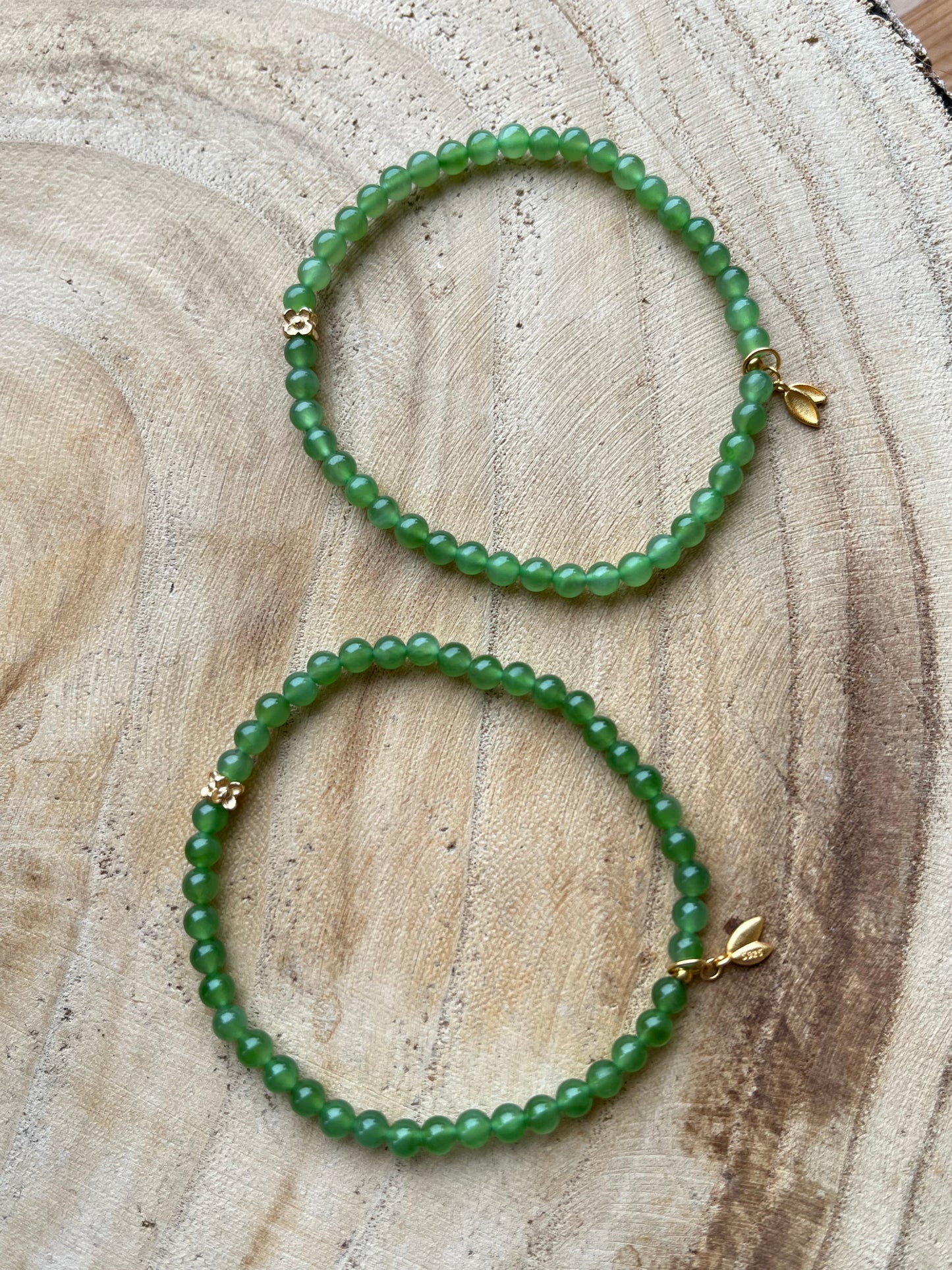 Designed High Quality Green Nephrite Jade Beaded (4mm) Bracelet with S925 Accesseries