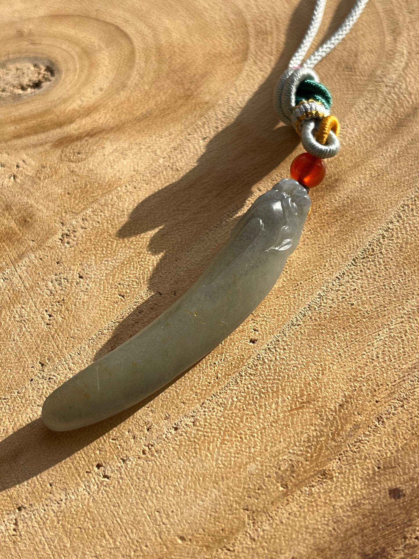 Handmade Bag Charm with a Hand Carved Jade Pixiu