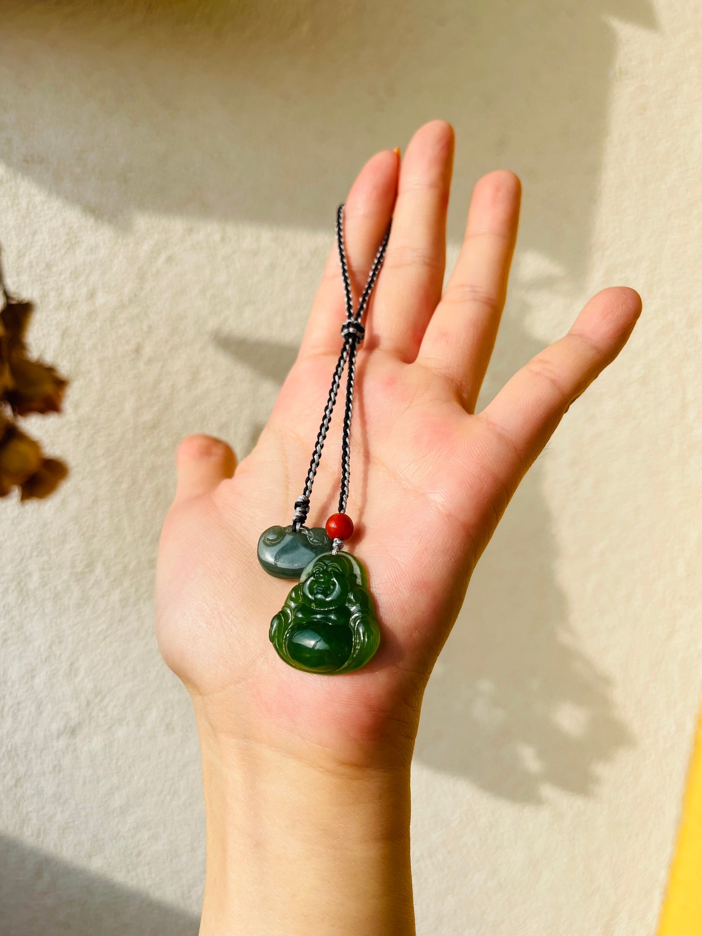 Handmade Jade Maitreya Buddha Bag Charm, 无黑点碧玉佛公包挂