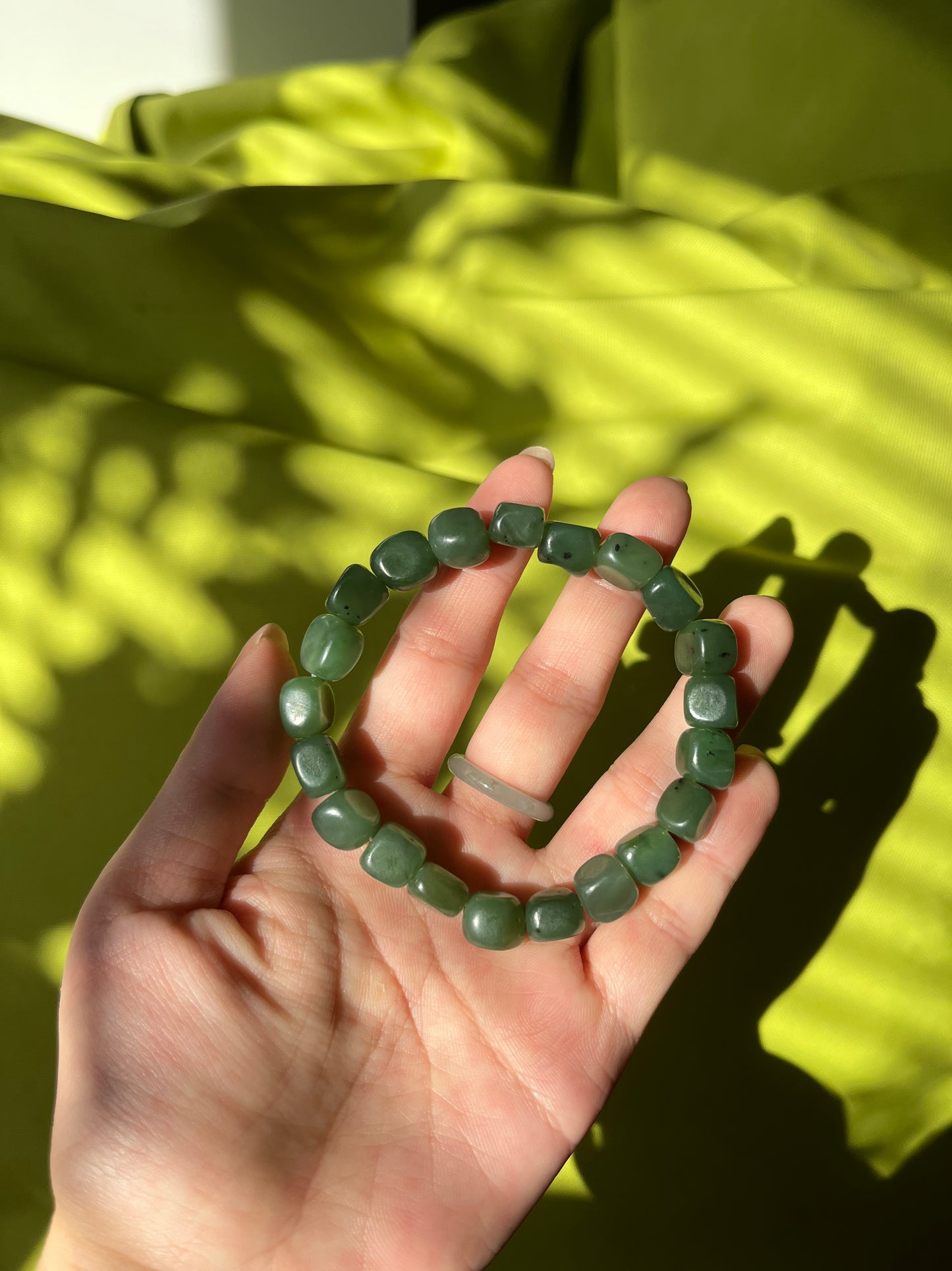 Green Jade Bracelet with Irregular-shaped Bead