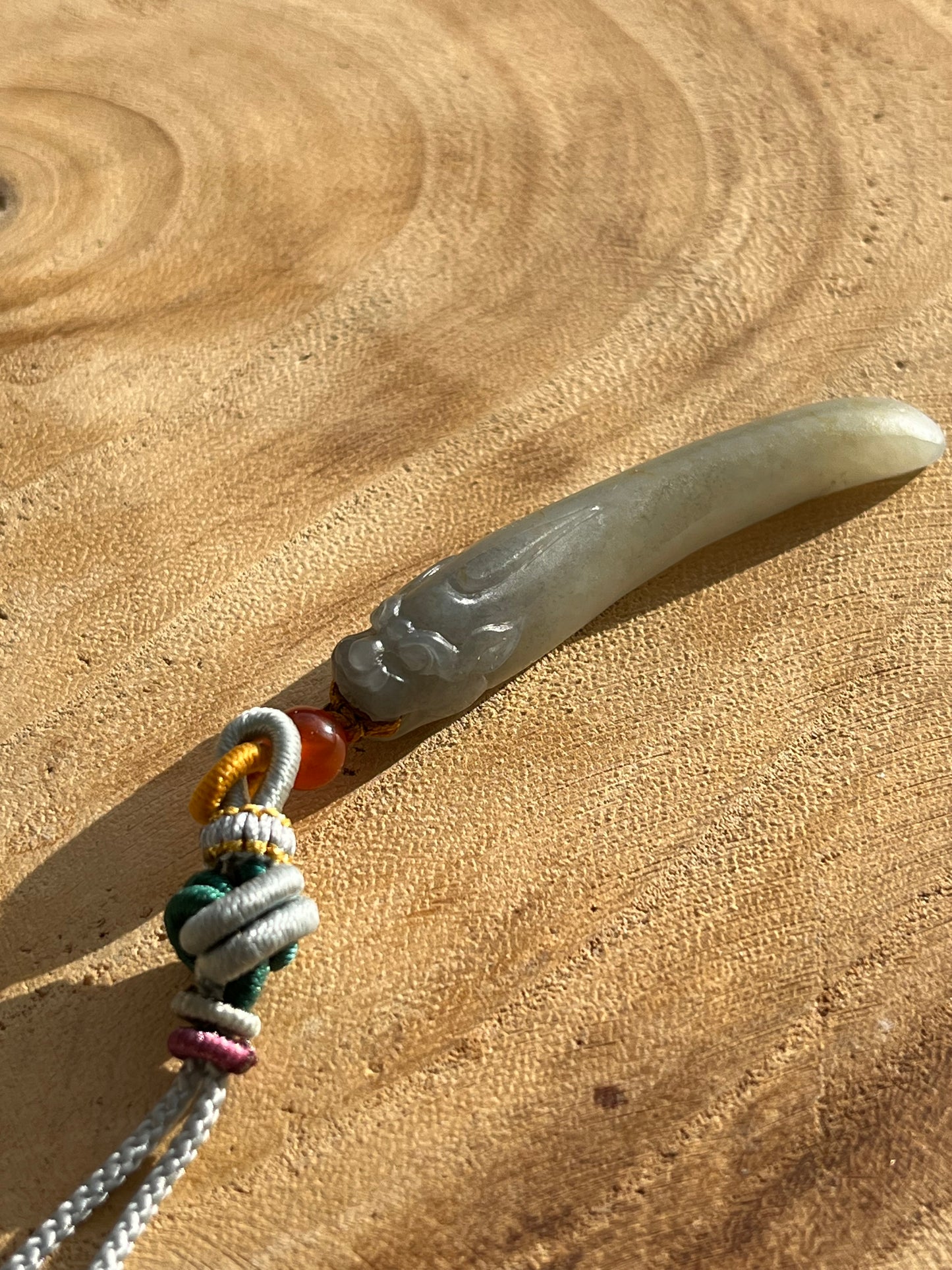 Handmade Bag Charm with a Hand Carved Jade Pixiu