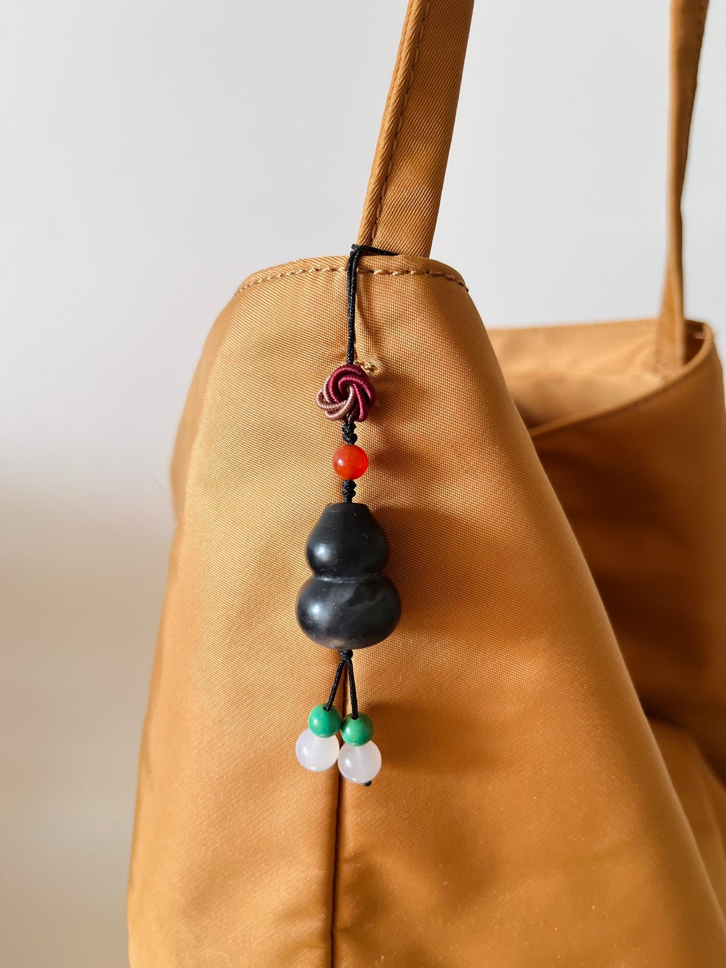 Handmade Phone Charm / Bag Charm with a Carved Jade Hulu